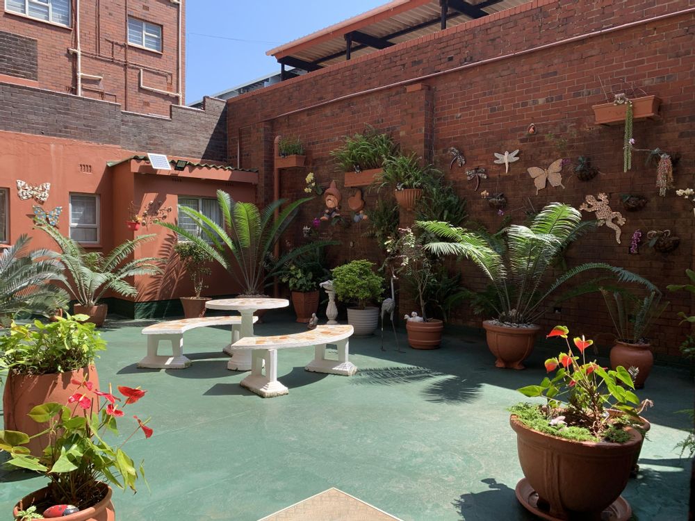 Downstairs courtyard