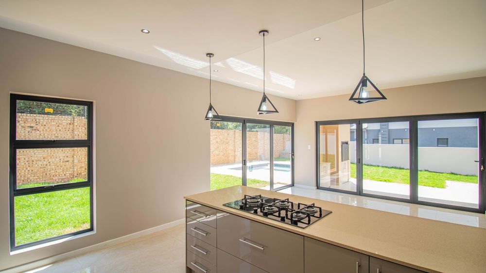 Kitchen with view of open plan