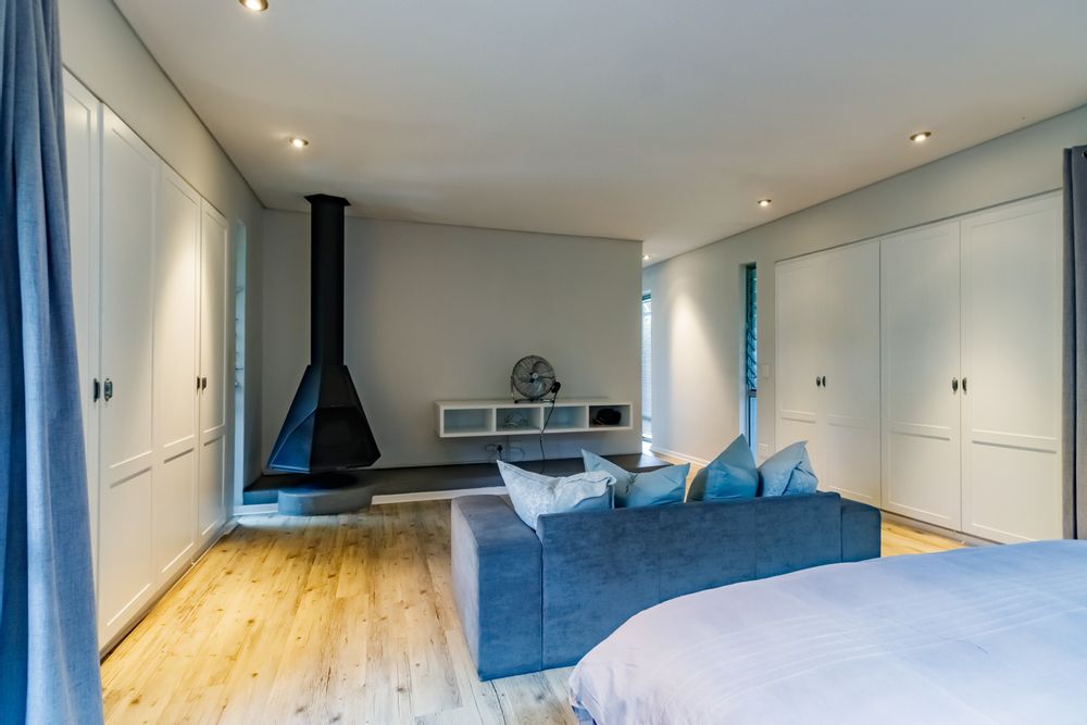 Spacious Main Bedroom. with Built-In Fireplace