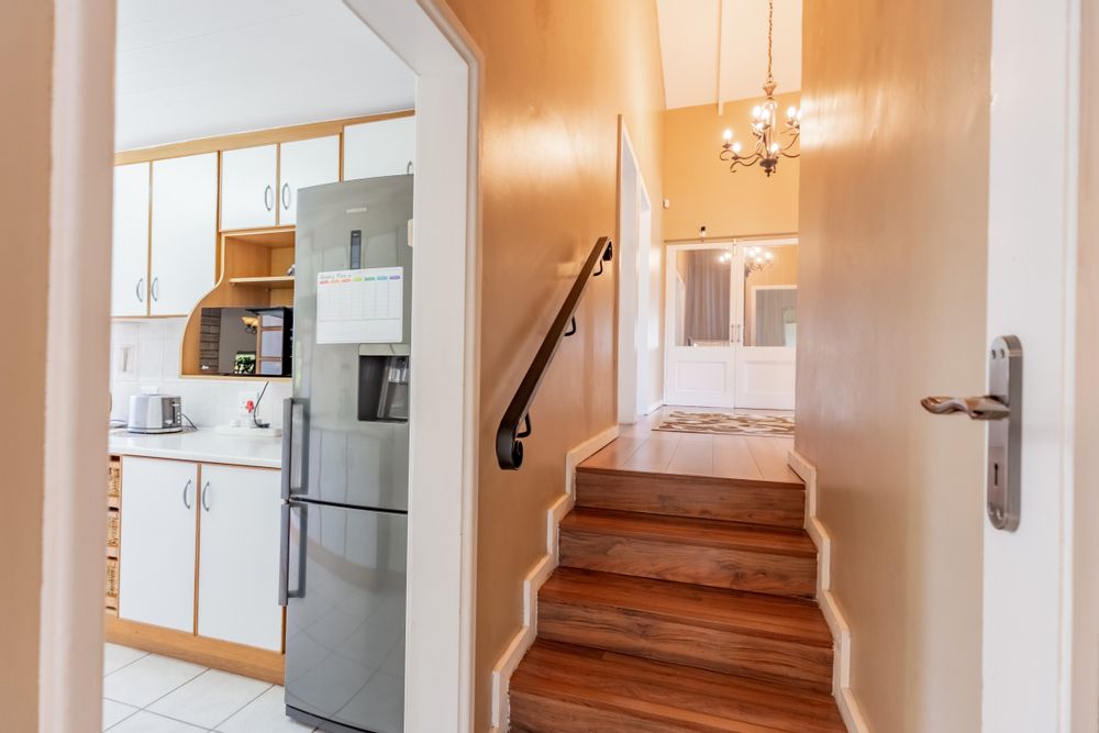 Steps up to Bedrooms