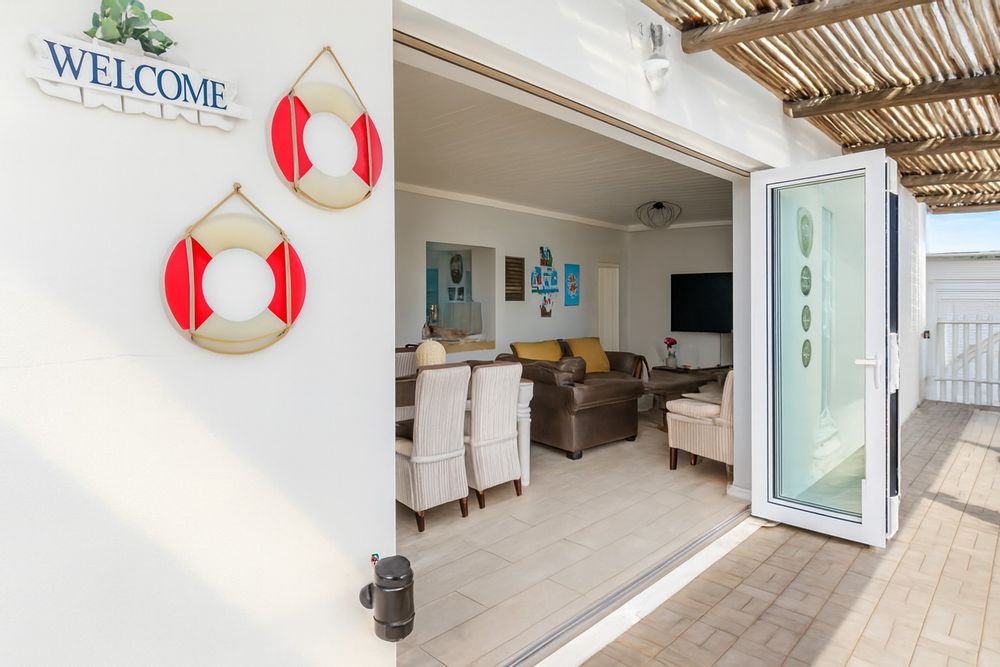 Entrance patio to open plan living room