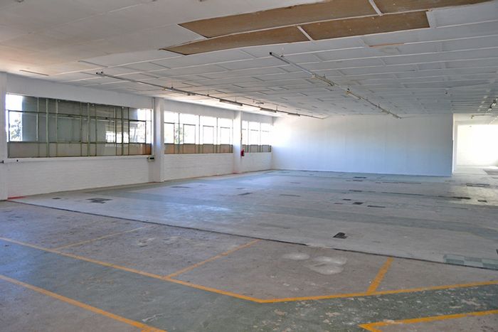 Spacious 950m² office in Maitland with kitchenette and city skyline views. To Rent.