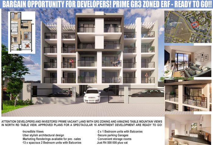 For Sale: Vacant Land Commercial in Table View with approved plans for 15 units.