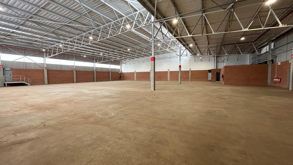 View into warehouse from roller shutter doors