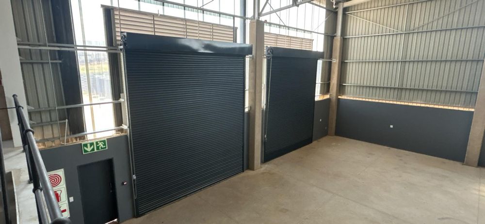 Roller shutter doors from mezzanine