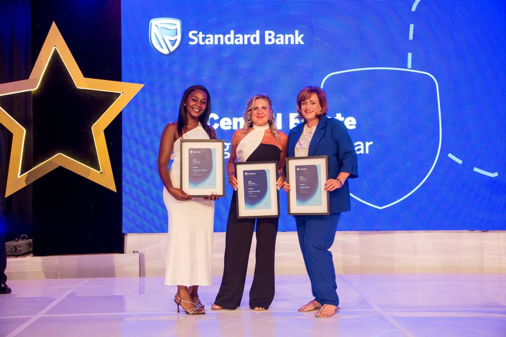 Anita Dames (on left), estate agent of the year for Standard Bank Namibia